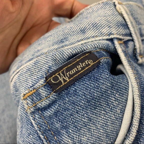 Vintage 90s Wrangler Stonewash Blue Mom Jeans High Waist Tapered Leg 14 32"x31" - Picture 11 of 15